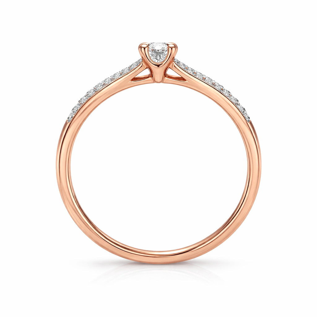 Anillo de compromiso de oro rosado con diamantes 