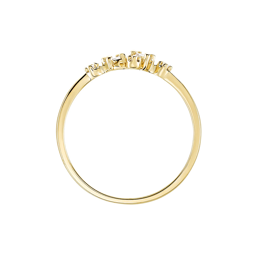 Anillo de Oro Amarillo 18k con Diamantes Redondos y Rectangulares