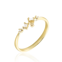 Anillo de Oro Amarillo 18k con Diamantes Redondos y Rectangulares