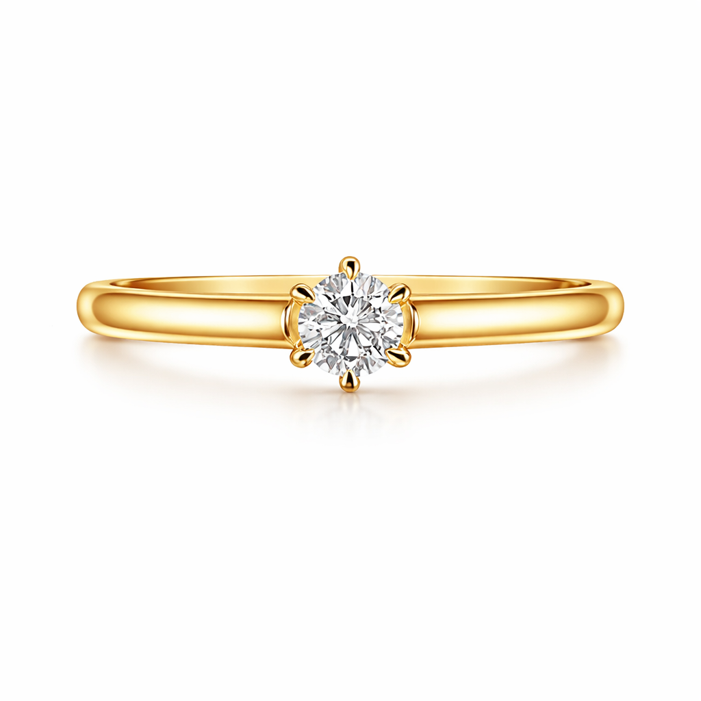 Anillo de compromiso en oro amarillo con diamante natural 