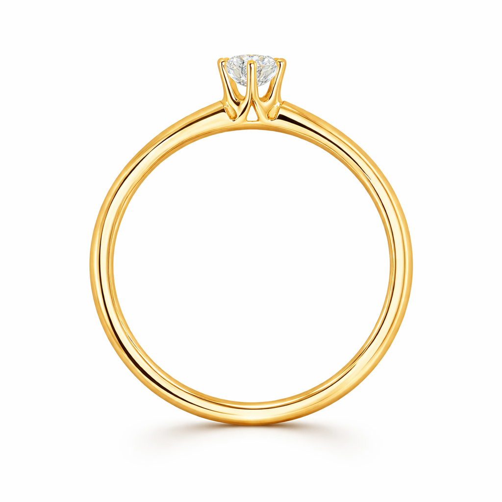 Anillo de compromiso en oro amarillo con diamante natural 