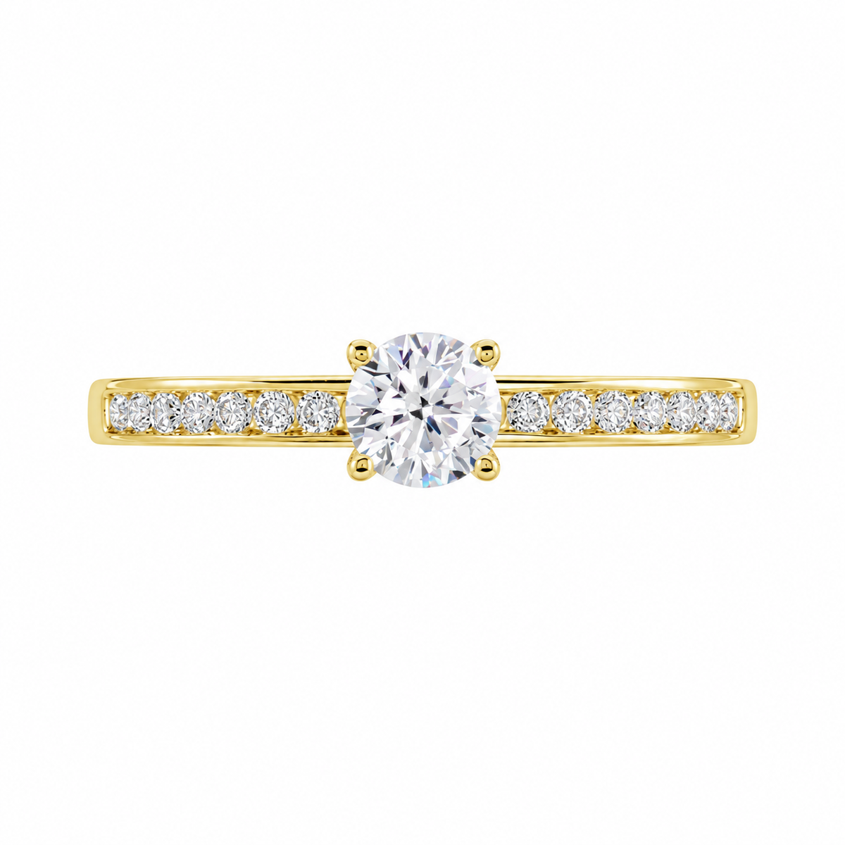 Anillo de oro amarillo 18k con diamantes naturales. 