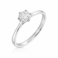 Anillo solitario en oro blanco con diamante natural