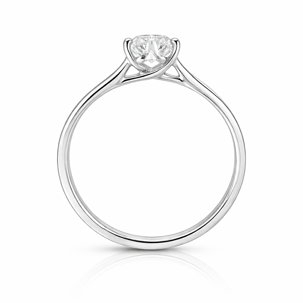 Anillo solitario en oro blanco con diamante natural