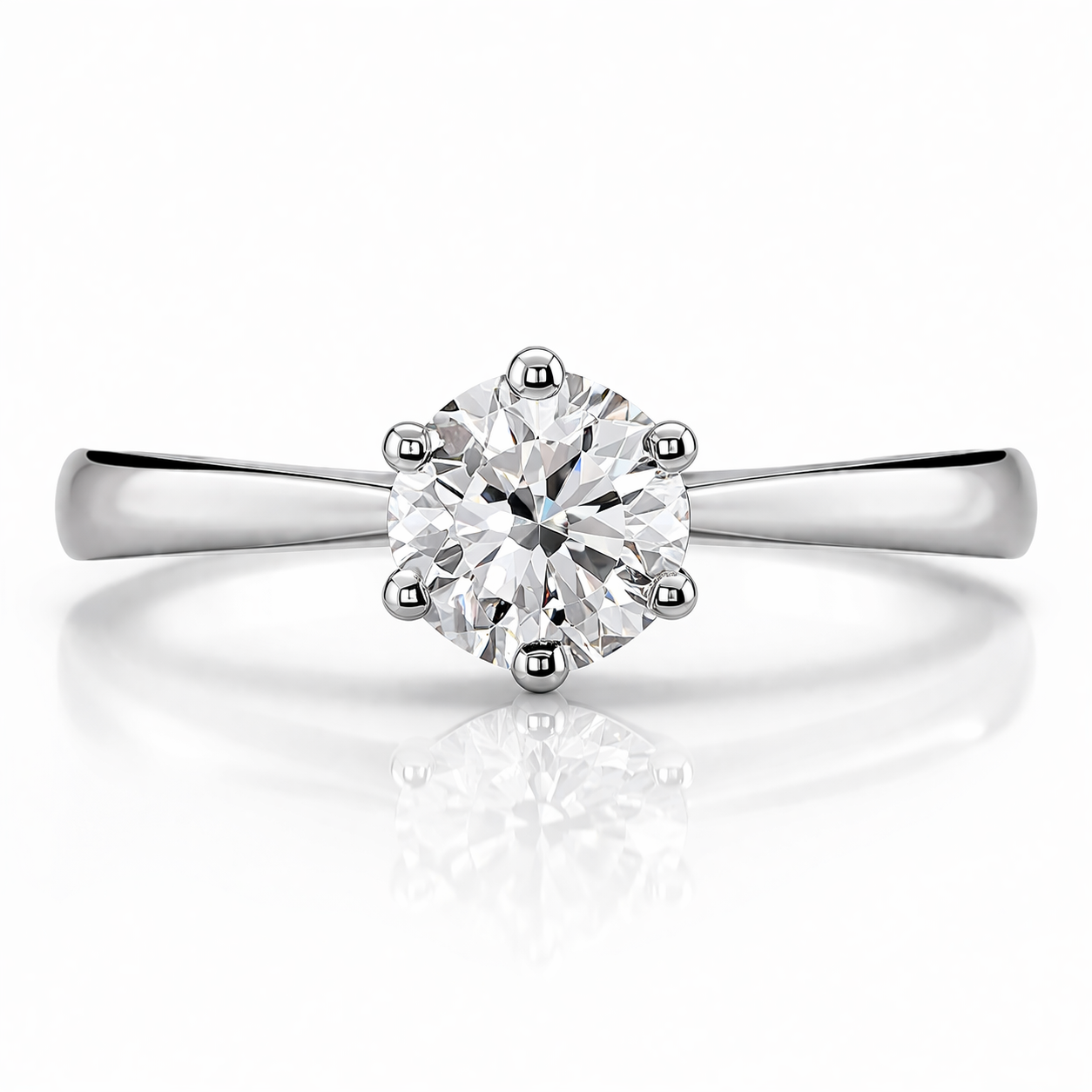 Anillo solitario en oro blanco con diamante natural