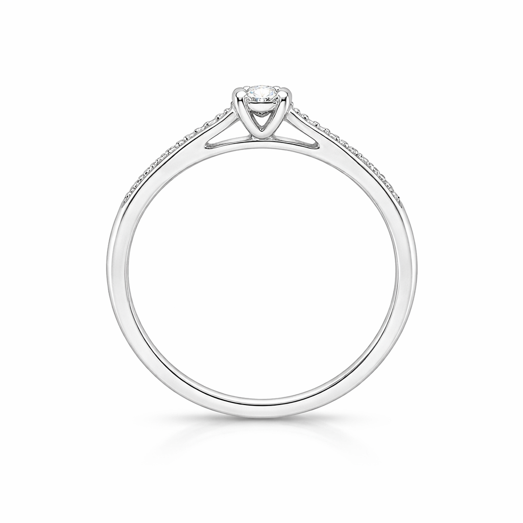 Anillo de compromiso en oro blanco de 18 quilates con diamantes 