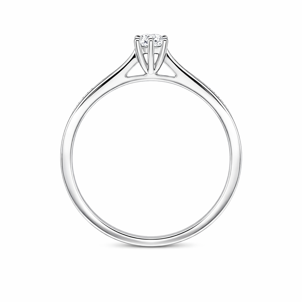 Anillo de oro blanco con diamantes redondos 