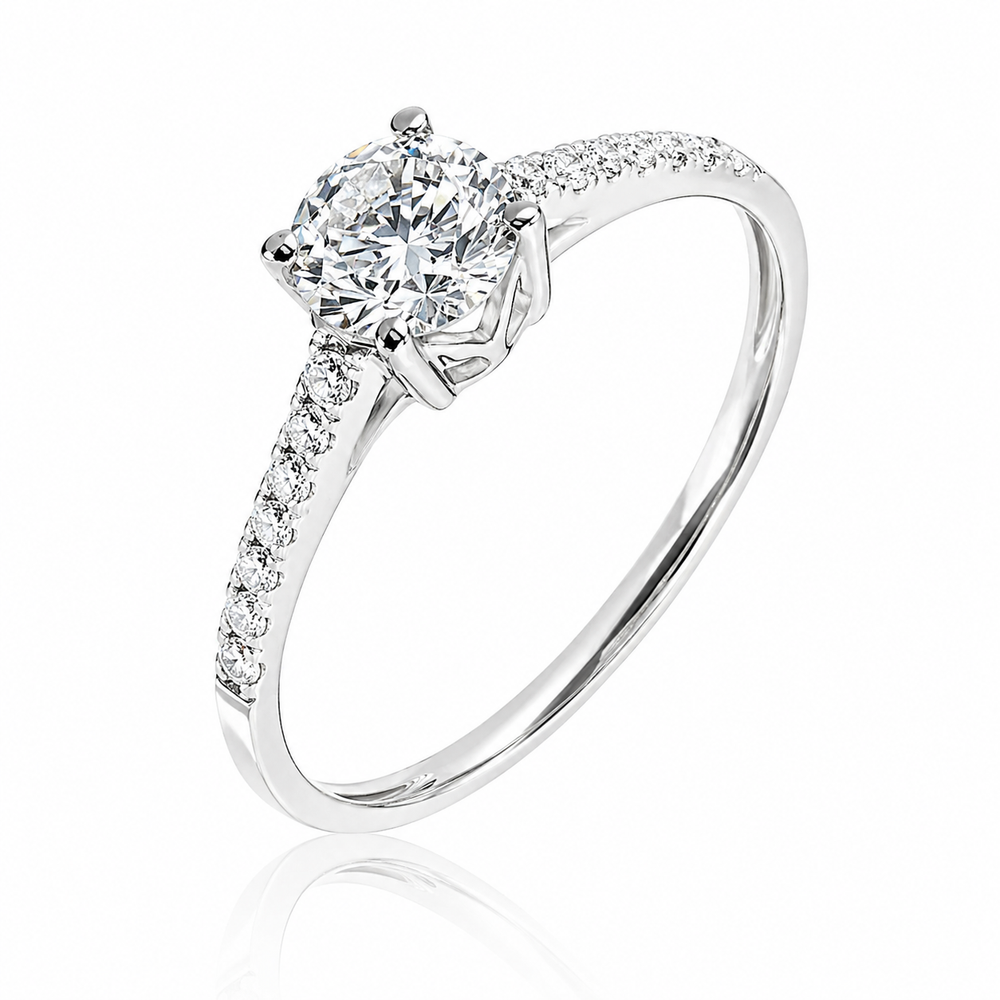 Anillo de diamante en oro blanco