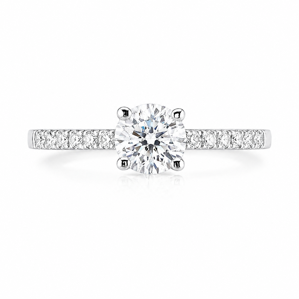 Anillo de diamante en oro blanco