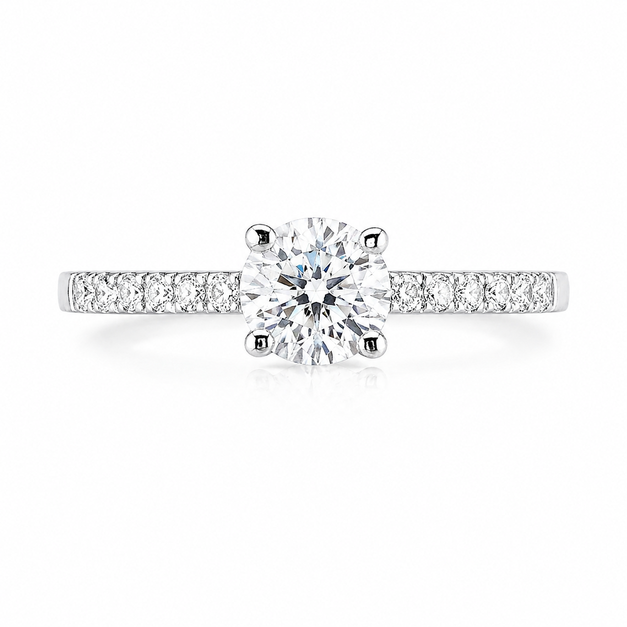 Anillo de diamante en oro blanco