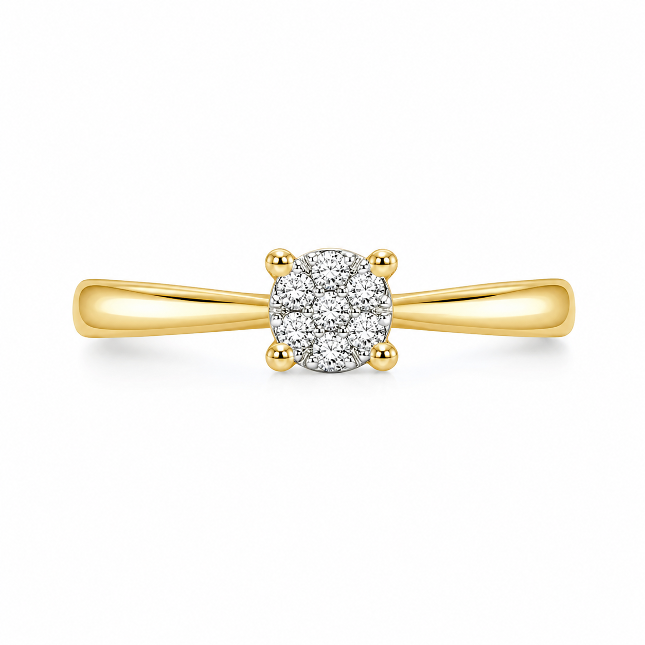 Anillo de compromiso en oro amarillo con diamantes 