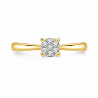 Anillo de compromiso en oro amarillo con diamantes 