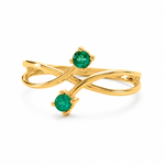 Anillo Entrelazado de oro amarillo 18k con esmeralda natural. 