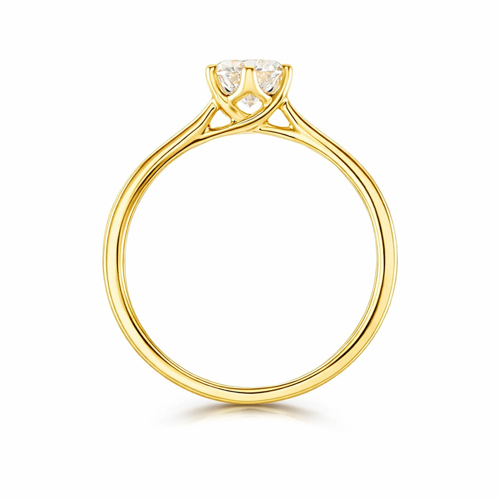 Anillo de compromiso de oro amarillo 18k con diamante natural