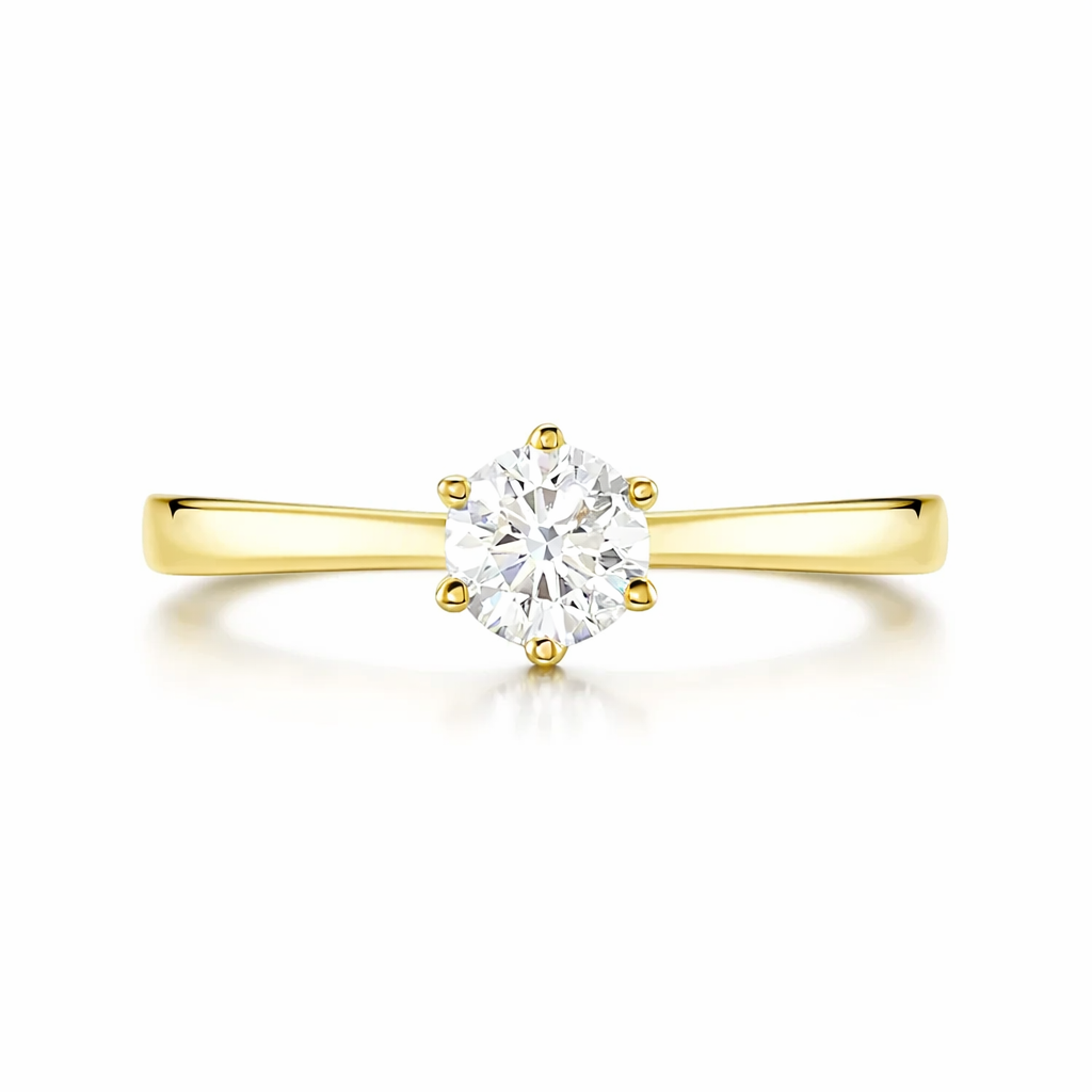 Anillo de compromiso de oro amarillo 18k con diamante natural