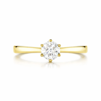 Anillo de compromiso de oro amarillo 18k con diamante natural