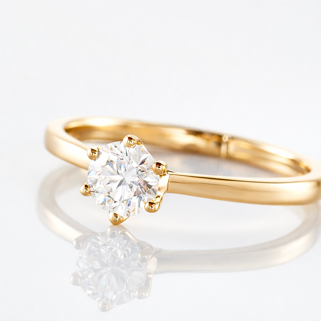 Anillo de diamante estilo solitario en oro amarillo 18k - Samara