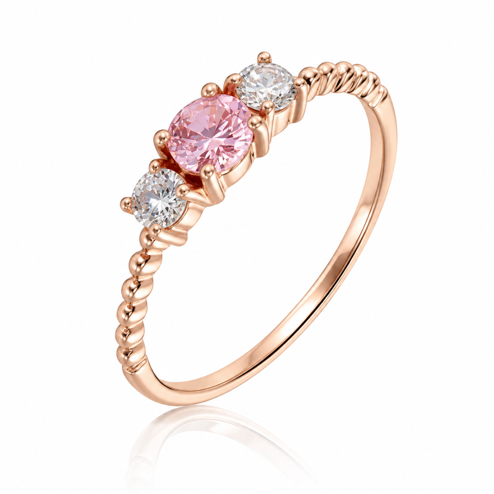 Anillo de compromiso de oro rosado con diamante 