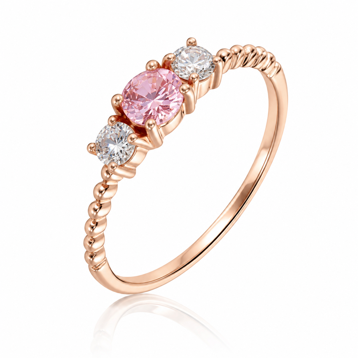 Anillo de compromiso de oro rosado con diamante 