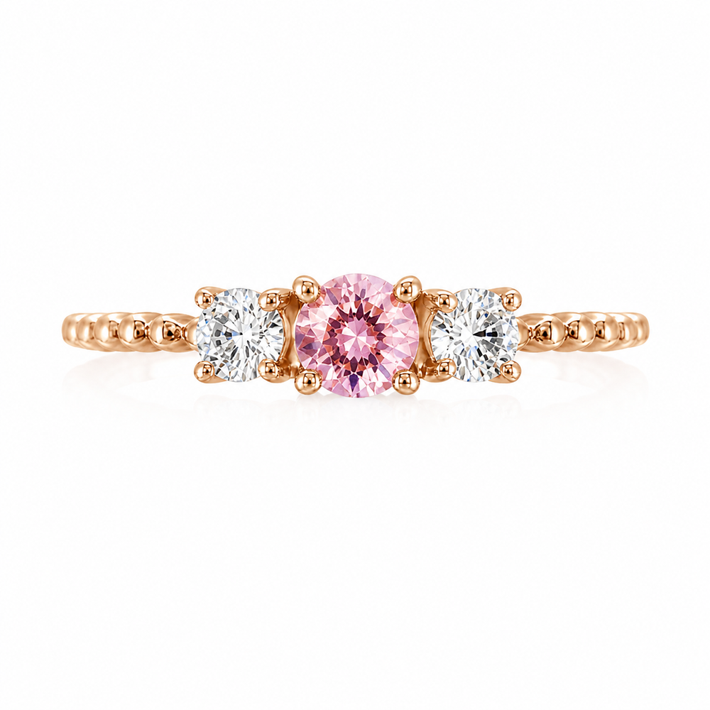 Anillo de compromiso de oro rosado con diamante 
