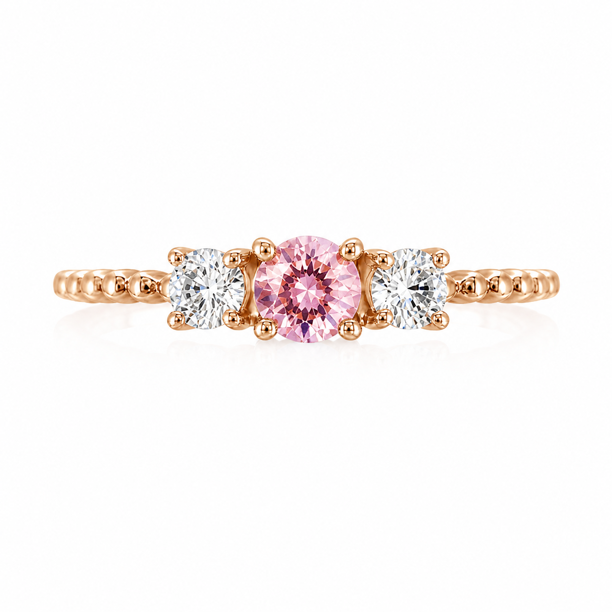 Anillo de compromiso de oro rosado con diamante 