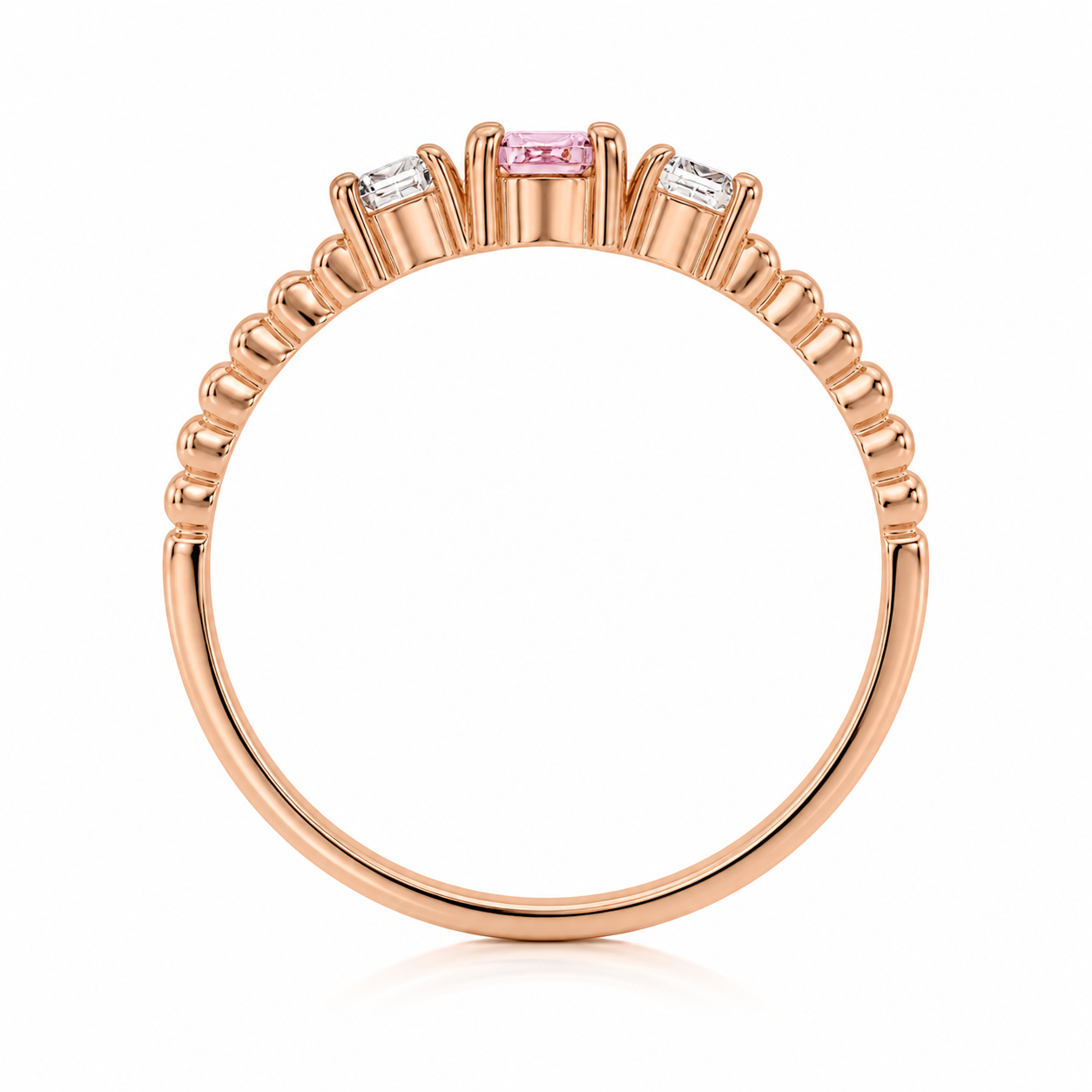 Anillo de compromiso de oro rosado con diamante 