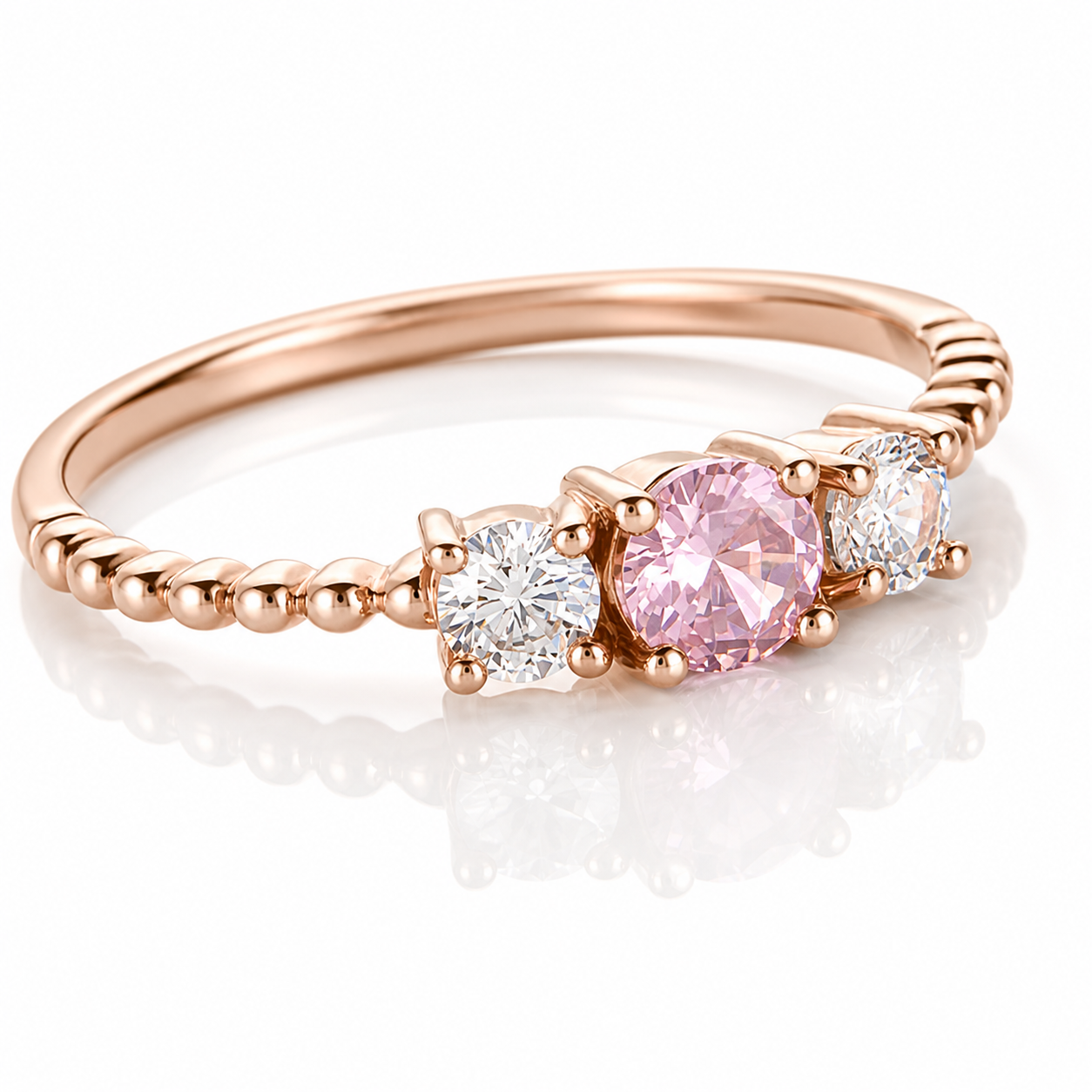 Anillo de compromiso de oro rosado con diamante 