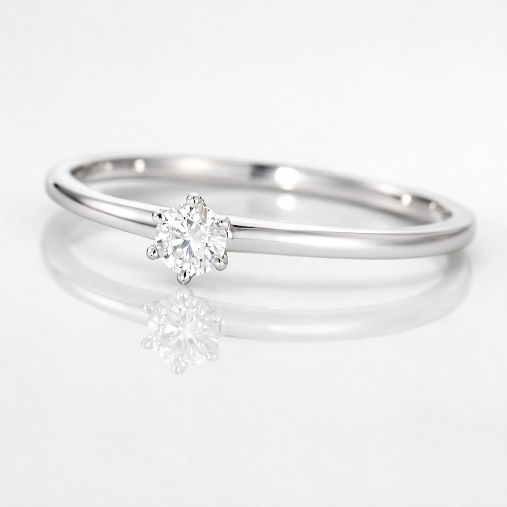 Anillo solitario oro blanco con diamante natural