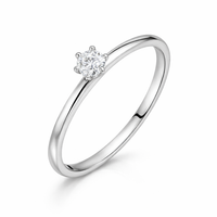 Anillo solitario oro blanco con diamante natural