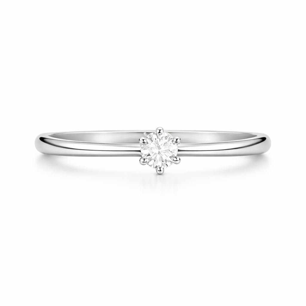 Anillo solitario oro blanco con diamante natural