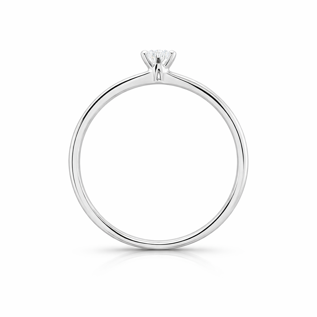 Anillo solitario oro blanco con diamante natural
