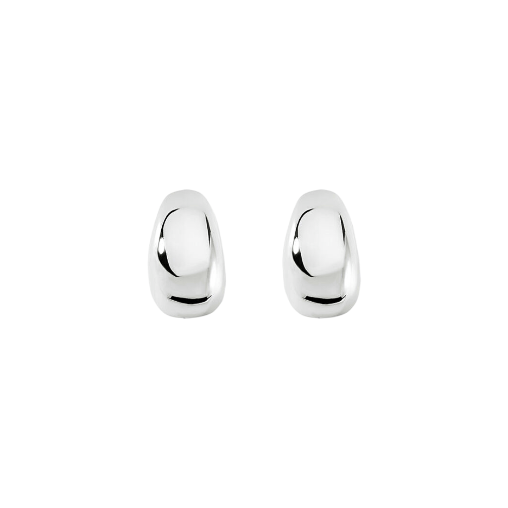 Aretes estilo candonga en oro blanco 18k - Interlaken