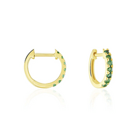 Aretes estilo hoops Montería de oro amarillo de 18 quilates con esmeraldas naturales. 