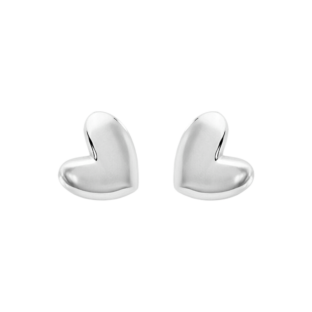 Aretes de corazón en oro blanco 18k - Sóller