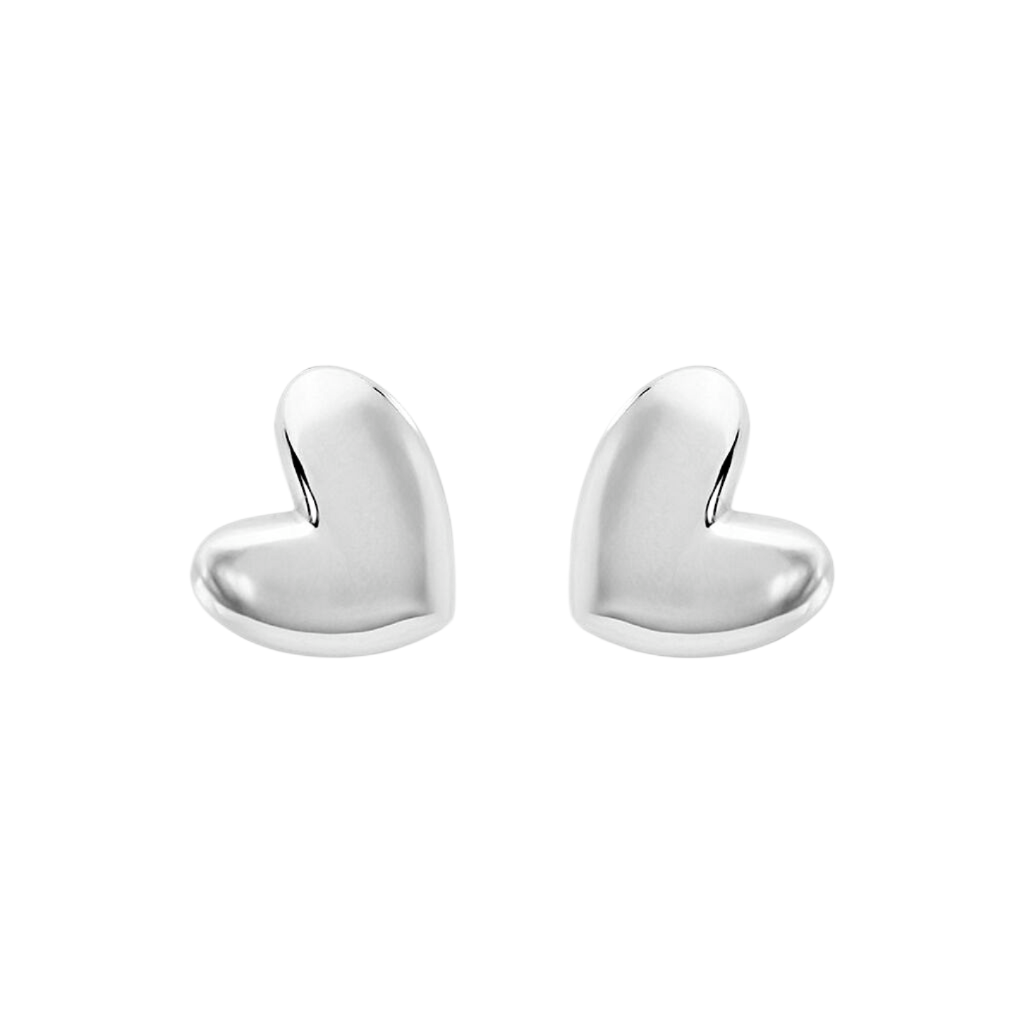 Aretes de corazón en oro blanco 18k - Sóller