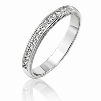 Argolla de matrimonio para mujer en oro blanco con diamantes 