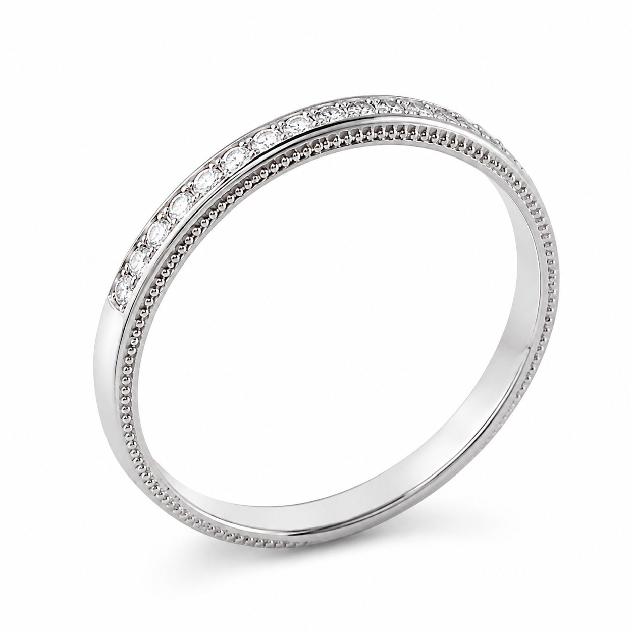 Argolla de matrimonio para mujer en oro blanco con diamantes 