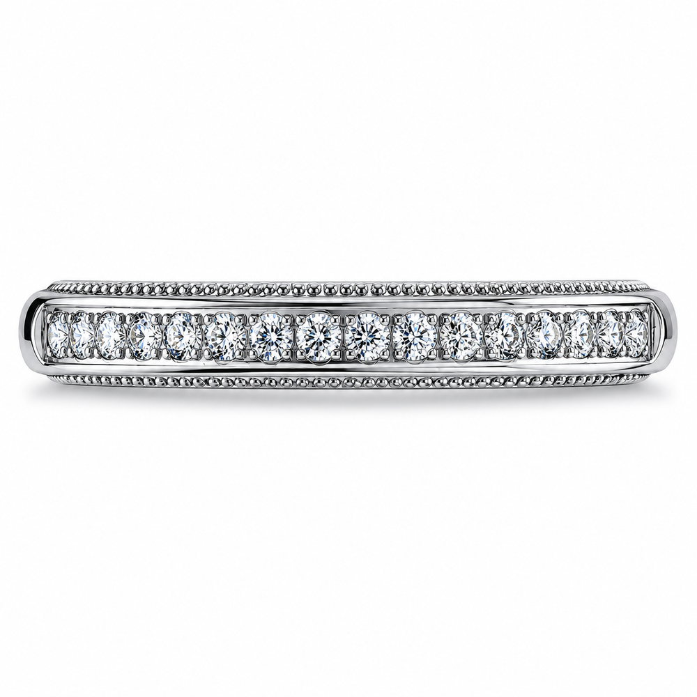 Argolla de matrimonio para mujer en oro blanco con diamantes 