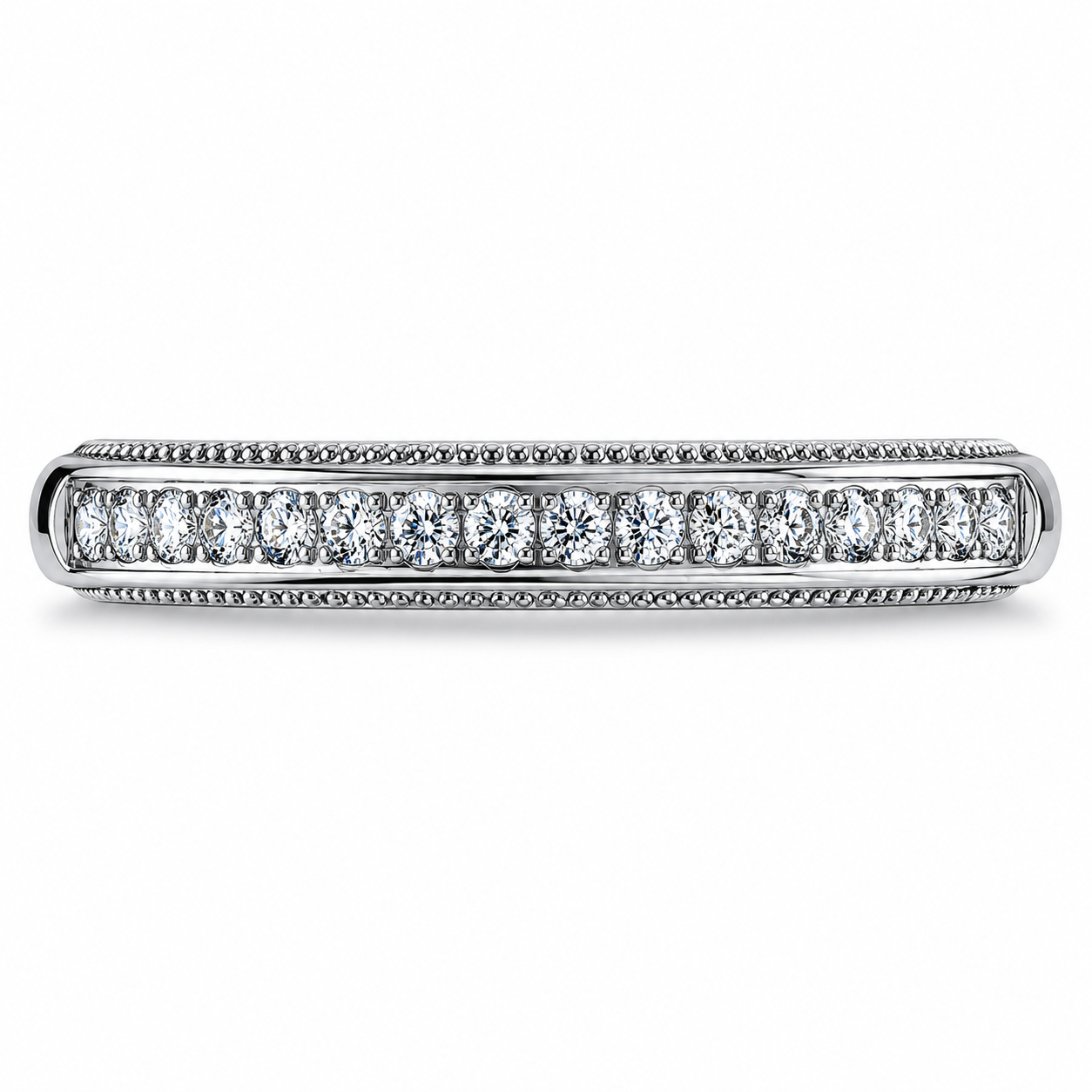 Argolla de matrimonio para mujer en oro blanco con diamantes 