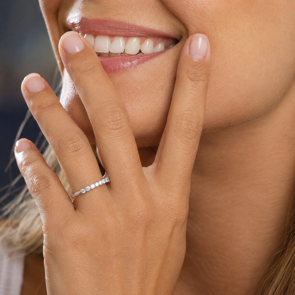 Argolla de matrimonio de oro blanco con diamantes creados en laboratorio - Atenas