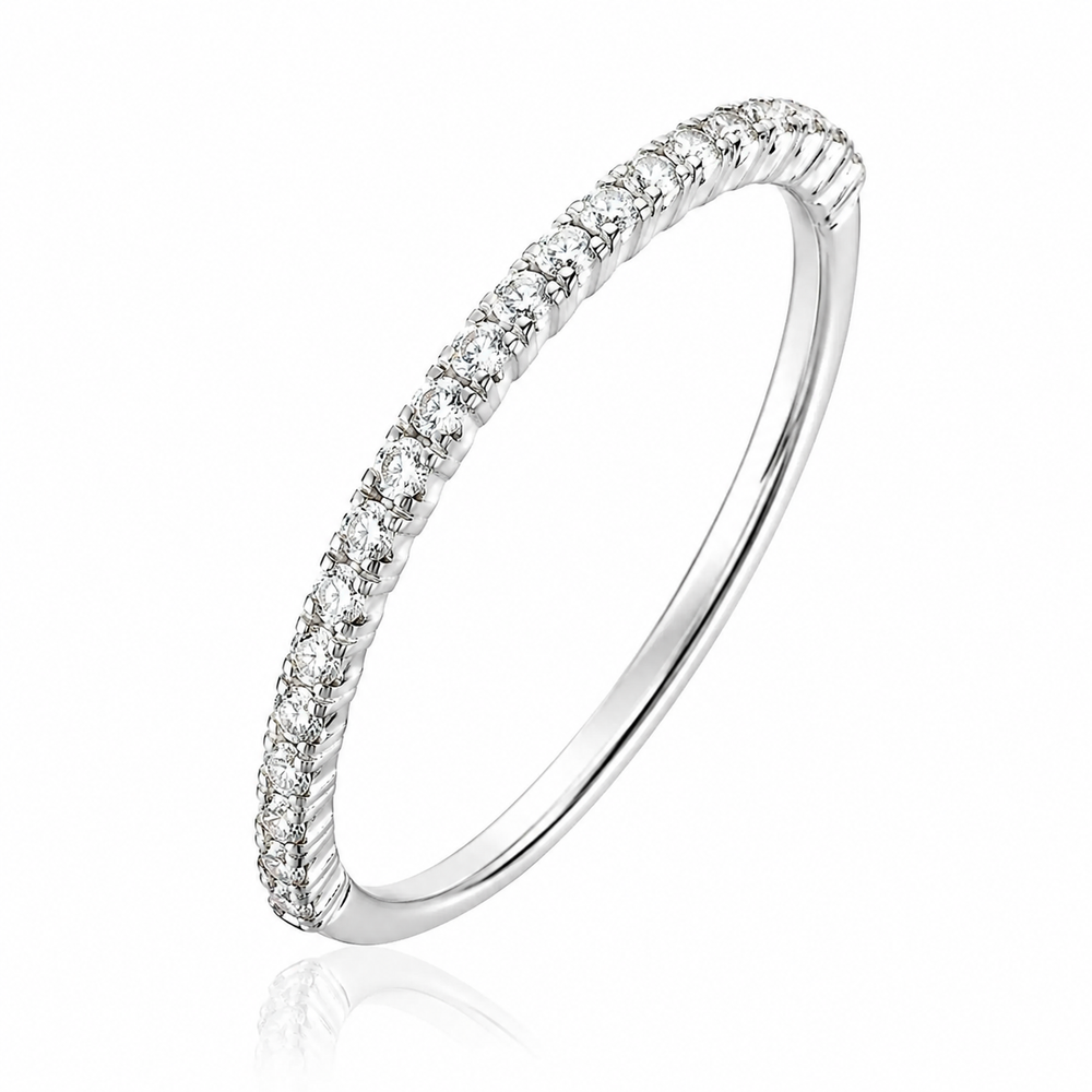 Argolla de matrimonio de oro blanco con diamantes 
