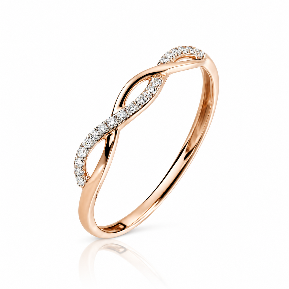 Argolla entrelazada de oro rosado 18k y diamantes naturales