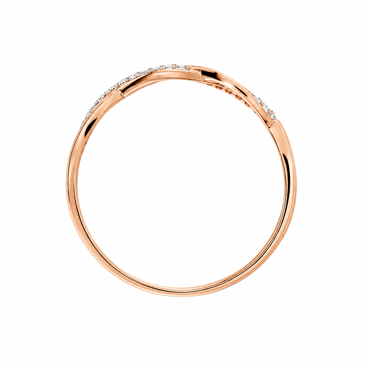 Argolla entrelazada de oro rosado 18k y diamantes naturales