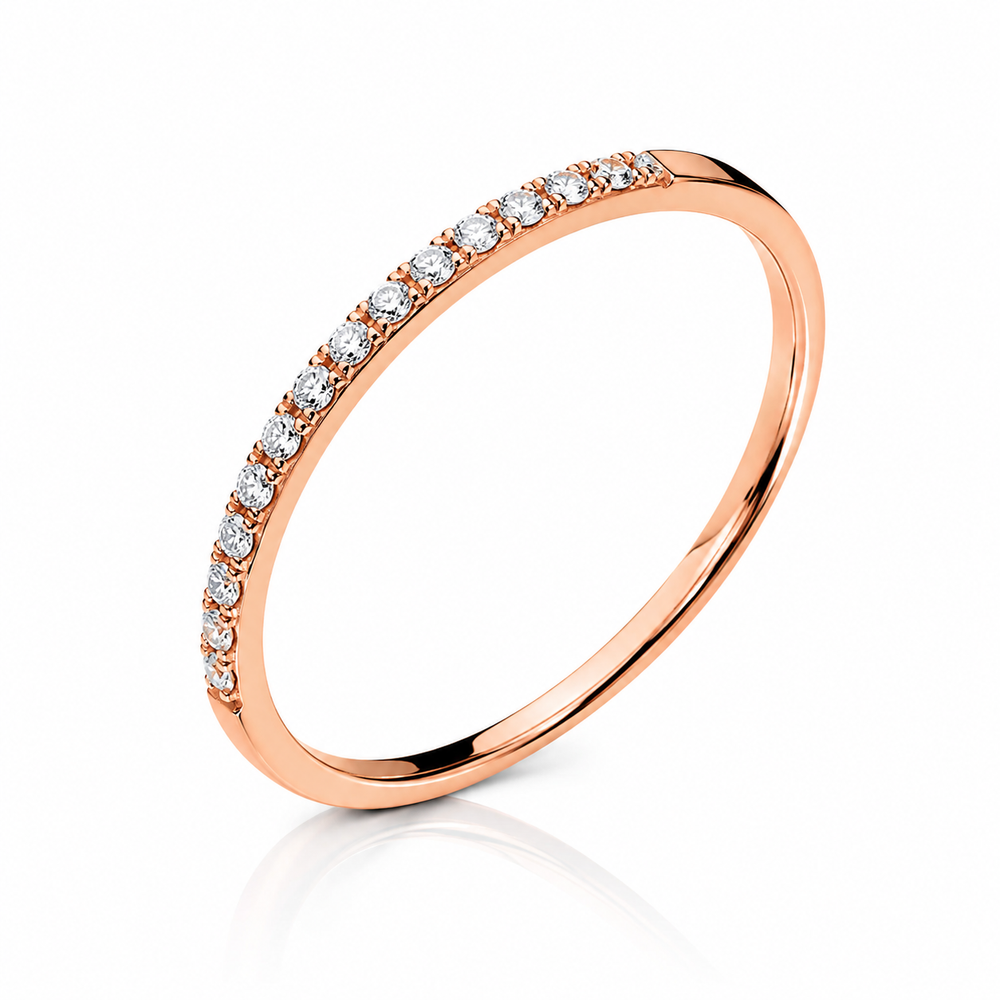 Argolla de matrimonio de oro rosado con diamantes