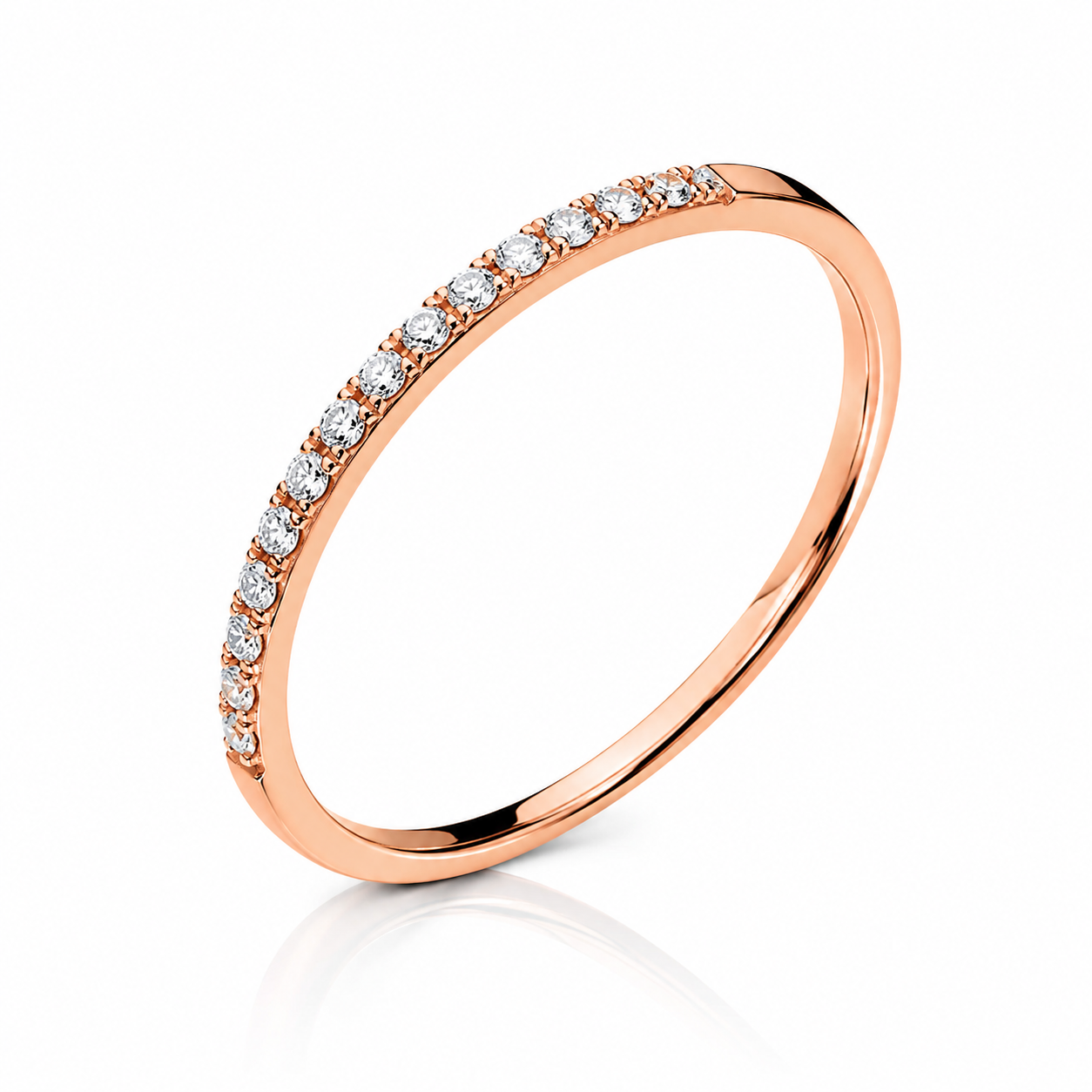 Argolla de matrimonio de oro rosado con diamantes