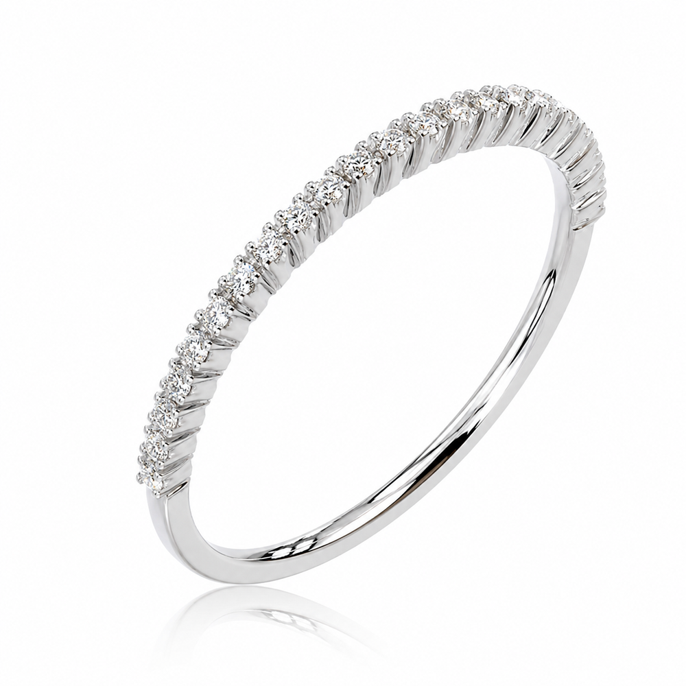 Argolla de matrimonio para mujer en oro blanco 18k con diamantes naturales
