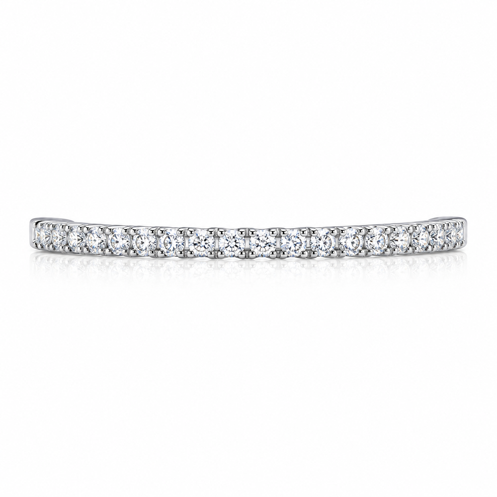 Argolla de matrimonio para mujer en oro blanco 18k con diamantes naturales