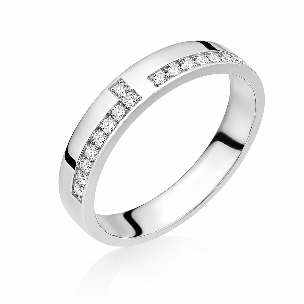 Argolla de matrimonio de oro blanco con diamantes