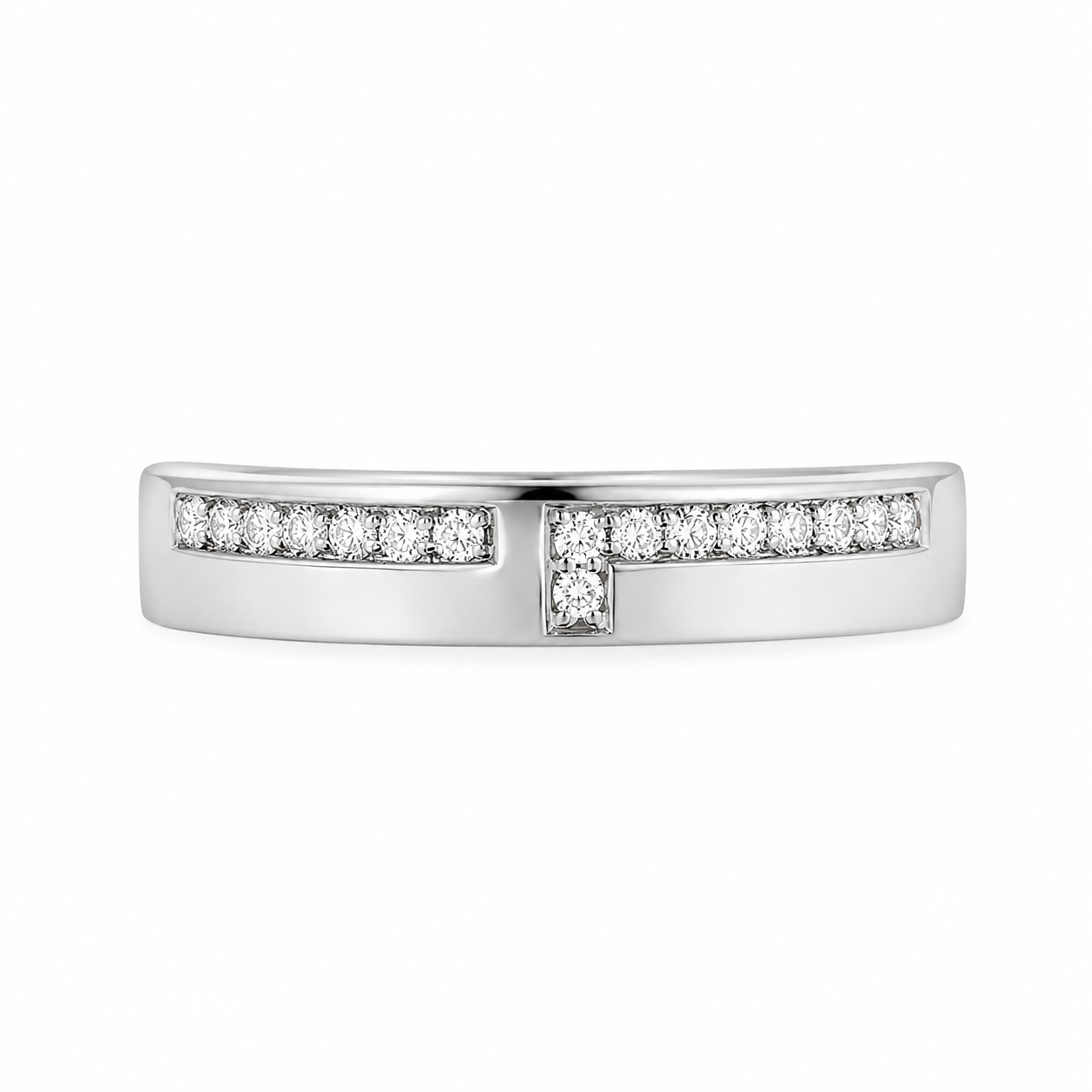 Argolla de matrimonio de oro blanco con diamantes