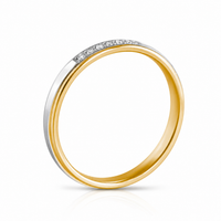 Argolla de matrimonio de dos oros blanco y amarillo con diamantes 